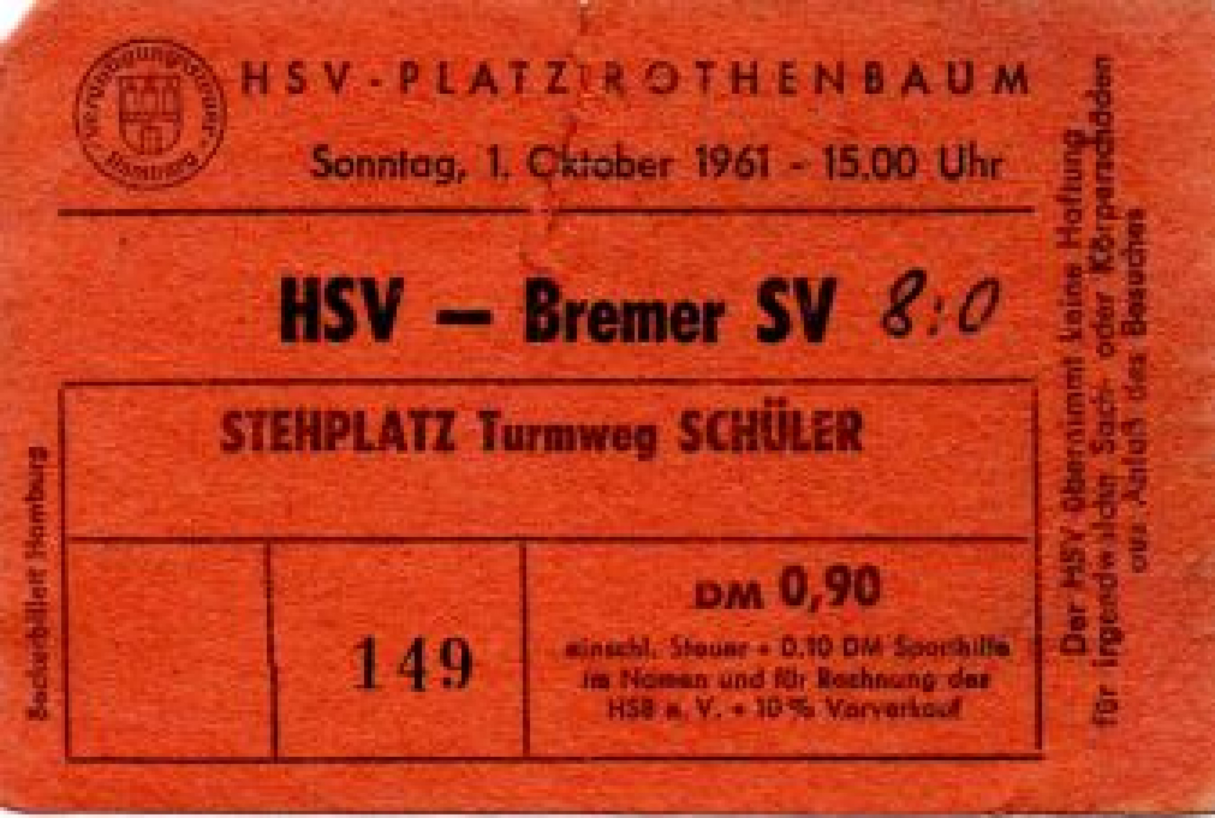 1961 10 01 Eintrittskarte HSV BSV 