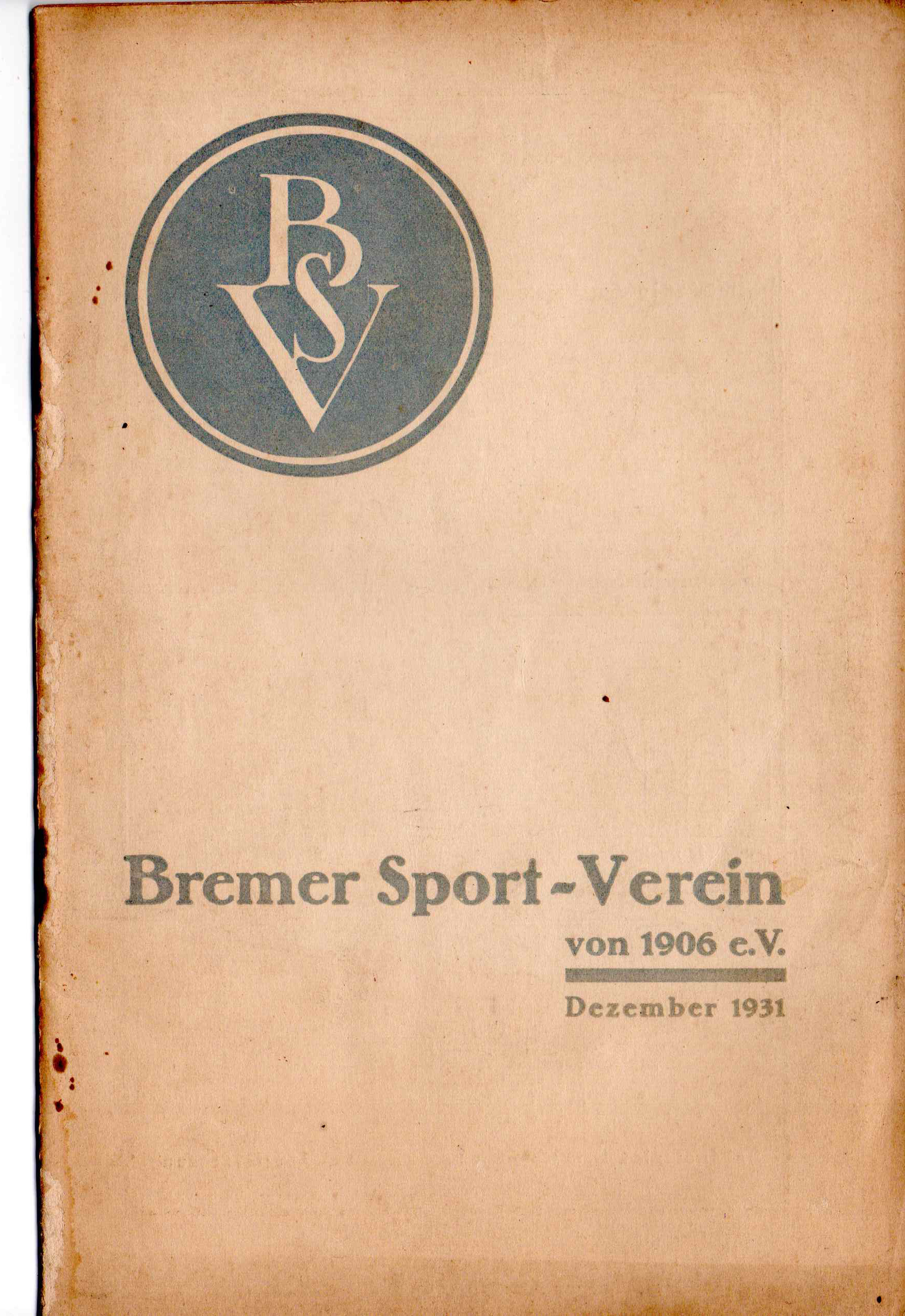 Vereinszeitung Dezember 1931
