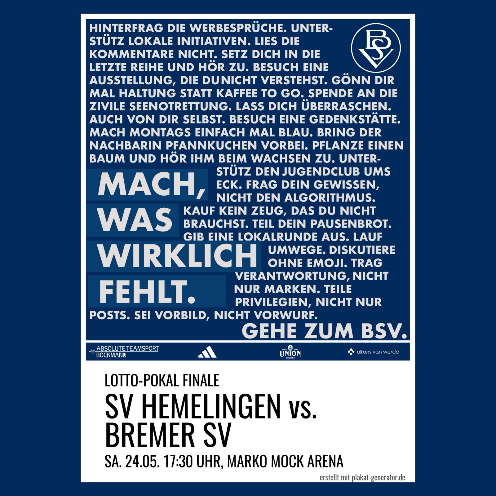 Spieltagsposter: Poker in Oberneuland