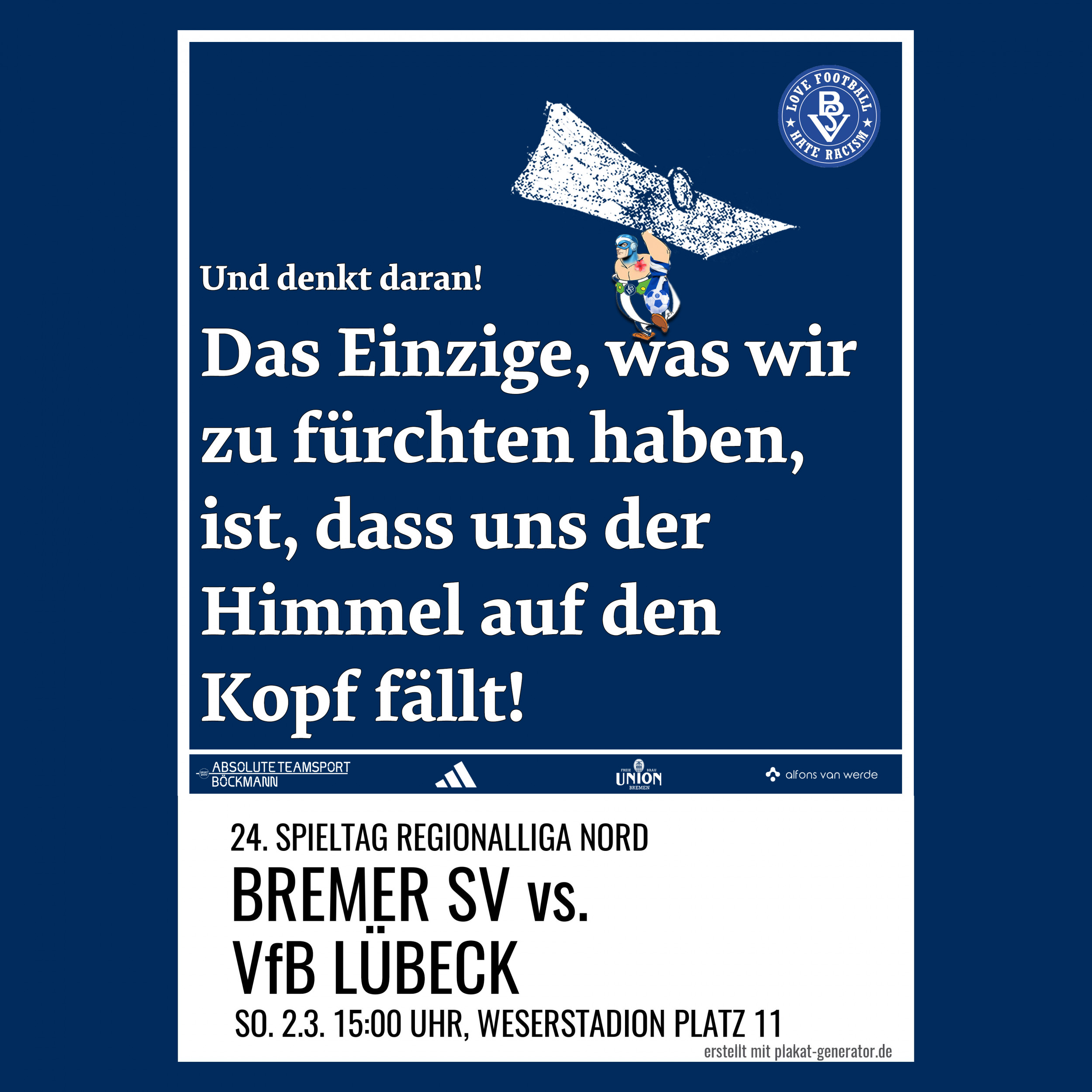 Wichtige Infos zum Heimspiel gegen den VfB Lübeck auf Platz 11